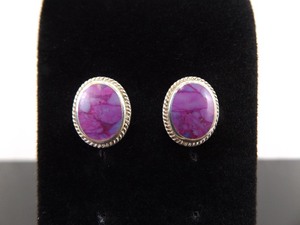 lot 74 image: .925 Sterling Silver Mojave Purple Turquoise Post Earrings