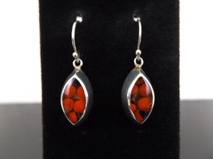lot 77 image: .925 Sterling Silver Encased Rosebud Dangle Hook Earrings