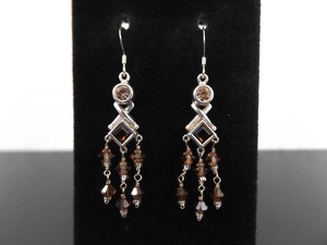 lot 84 image: .925 Sterling Silver Citrine Crystal Dangle Hook Earrings