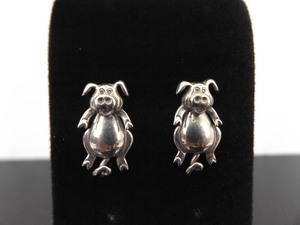 lot 93 image: .925 Sterling Silver Articulated Piggy Post Earrings