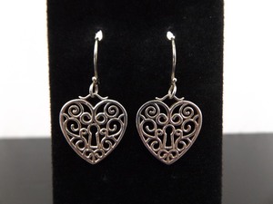lot 98 image: .925 Sterling Silver Heart Dangle Hook Earrings