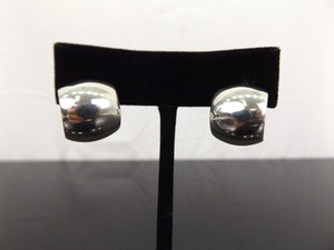 lot 99 image: .925 Sterling Silver Thick Hoop Cuff Post Earrings