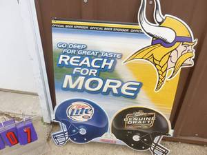 NOS Vikings Miller Tin sign. 24 x 29. Copyright 2004. Unused. As shown.