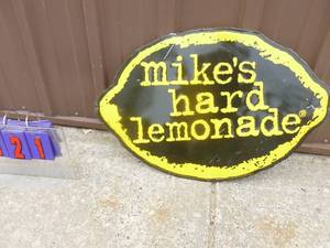 Mikes Hard Lemonade tin. 29 x 19. New but has a few scratches. As shown.