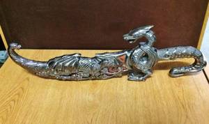 lot 21 image: Intricately Designed Dragon Blade In Sheath - Stands Up By Itself