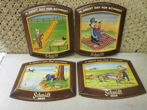 (F-1) Lot of 4 Schmidt Beer Signs A...