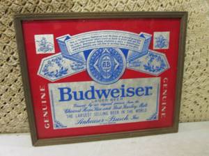 (BSB) Vintage Framed Budweiser Beer...