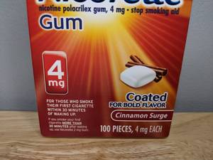 lot 59 image: Brand New Nicorette 4mg Gum Cinnamon Surge 100 Pieces
