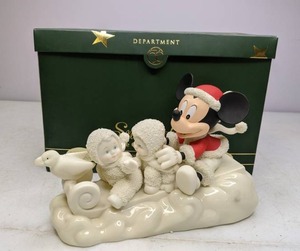 lot 94 image: Cheerful Dept. 56 Snowbabies from the Guest Collection A Magical Sleigh Ride with Mickey