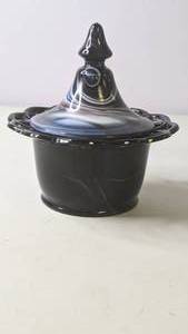 lot 132 image: Purple Imperial Slag Glass Bowl With Lid