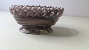 lot 134 image: Purple Imperial Slag Glass Open Edged Bowl