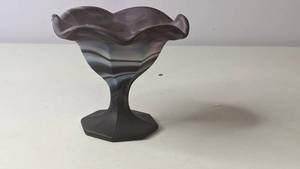 lot 135 image: Purple Imperial Slag Glass Footed BowlCandy Dish