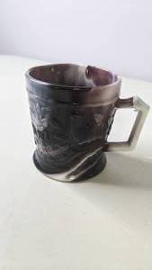 lot 137 image: Purple Imperial Slag Glass Cup with Handle