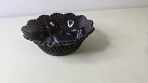lot 143 image: Purple Imperial Slag Glass Bowl with Hobnail Design