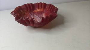 lot 172 image: Red Imperial Slag Glass Rose Bowl