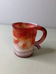 lot 177 image: Red Imperial Slag Glass - Olden End ODayEagle & Star Mug - The Americana Collection