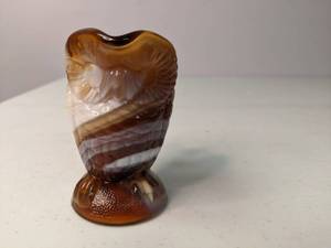 lot 164 image: Caramel Imperial Slag Glass Owl Creamer Pitcher