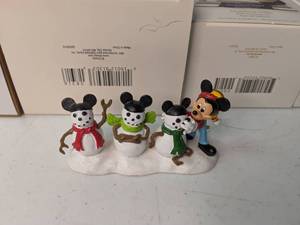 lot 129 image: Lot of (4) Hallmark Keepsake Mickey Ornaments & (1) Dept. 56 Mickey Figurine