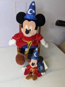 lot 89 image: Set of (2) Fantasias Sorcerers Mickey Mouse Mickey on Rocking Chair & Mickey Mouse Fantasia 2000 NWT