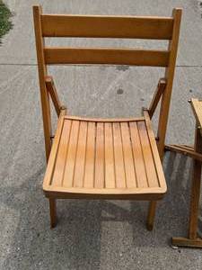 lot 196 image: Folding Wood Chair & Folding Wood Side Table or Scissors Chair