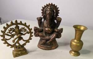 lot 368 image: Ganesha Statue, Dancing Shiva Statue, Vase