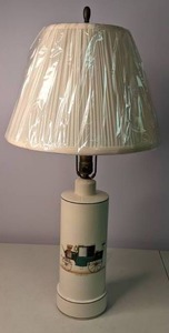 lot 451 image: Antique Ceramic Lamp COUPE MUEL NO 120 Antique Car Cream