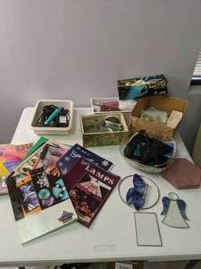 lot 285 image: Stained Glass Lot w Soldering Iron