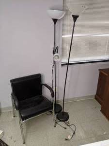 lot 436 image: Functional Chair and (2) Floor Lamps 