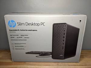 lot 5 image: Brand New HP Slim Desktop Tower Celeron 4GB 1TB Desktop Tower