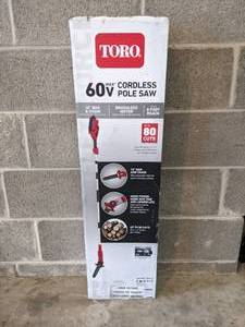 lot 18 image: Brand New Toro 10 in. 60-Volt Lithium Ion Cordless Electric Pole Saw with Battery and Charger
