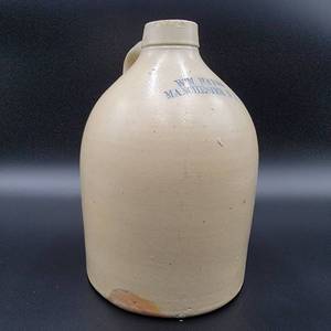 Antique 1 Gallon WM Hayes Manchester NH Stoneware Crock Jug