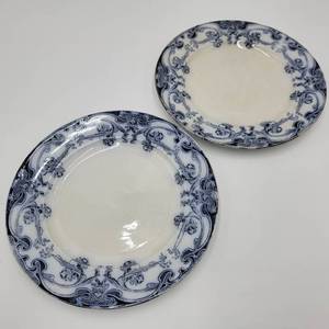 2 Vintage High-End Iris Blue (Flow Blue) LuncheonPlates by Wilkinson, Arthur J
