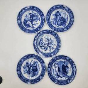 5 Vintage Ivanhoe (Flow Blue) by WEDGWOOD Plates