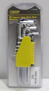 lot 532 image: Steel Grip 9 Piece Hex Key Allen Set