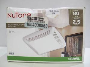 lot 554 image: NuTone HB80RL 80 CFM 2.5 Sone Ventilation Fan