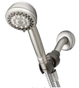 lot 556 image: Waterpik 6-Spray 3.5 in. Single Wall Mount 1.8 GPM Handheld Adjustable Shower Head in Brushed Nickel