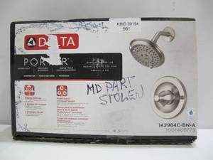 lot 561 image: Delta Porter Single-Handle 3-Spray Shower Faucet in Brushed Nickel