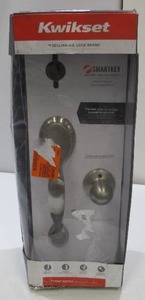 lot 563 image: Kwikset Dakota Satin Nickel Single Cylinder Door Handleset with Polo Door Knob Featuring SmartKey Security