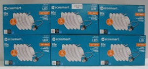 lot 576 image: 6-Pack EcoSmart 4 in. White Integrated LED Recessed Trim Soft White 24 Pieces
