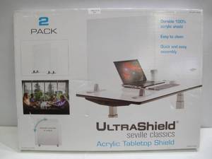 lot 513 image: UltraShield Seville Classics Acrylic Tabletop COVID 19 Shield - 2 Pack