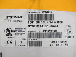 lot 597 image: Systimax Bulk Box 2061 004Bbl 424 W1000 Cat 5E 305 Meters 106946825