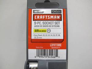 lot 608 image: Craftsman 9 Piece Metric Socket Set - 38 Drive