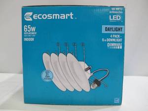 lot 614 image: EcoSmart 6 in. White Integrated LED Recessed Trim (4-Pack), 5000K Daylight