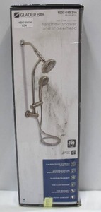 lot 634 image: Glacier Bay 6-Spray Wall Bar Raincan Showerhead with 6-Spray Handshower in Brushed Nickel