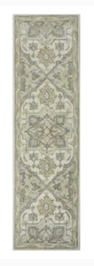 lot 39 image: ALLEN  ROTH Brookford 2 x 8 Ivory Soft Green Indoor Medallion Oriental Handcrafted Runner