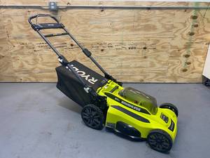 lot 12 image: RYOBI 40V Brushless 20 in. Cordless Battery Walk Behind Push Lawn Mower.  (Tool Only)