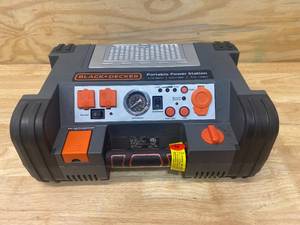 lot 62 image: BLACKDECKER 500-Watt Portable Power Station with 120 PSI Compressor, 12-Volt Outlet and USB Port