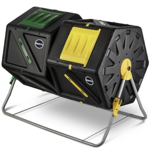 lot 105 image: MIRACLE-GRO 2 x 27.7 Gal.105 L Dual Chamber Compost Tumbler Outdoor Bin w Easy-Turn System