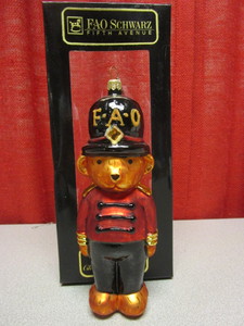lot 387 image: CHRISTOPHER RADKO F-A-O SCHWARTZ HOLIDAY COLLECTION TOY SOLDIER BEAR LTD. ED. GLASS ORNAMENT