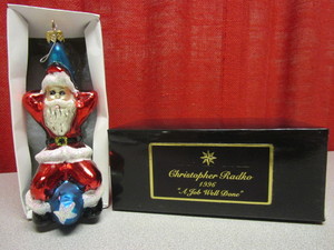 lot 393 image: CHRISTOPHER RADKO A JOB WELL DONE SANTA GLASS ORNAMENT